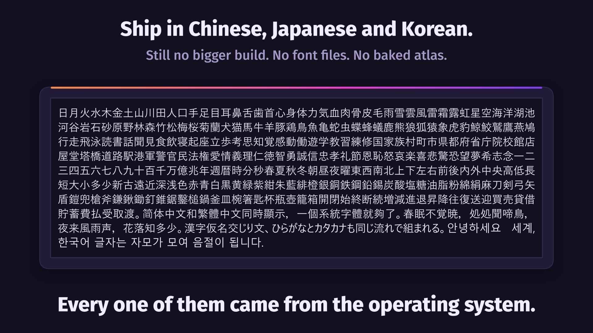 CJK Without Font Files